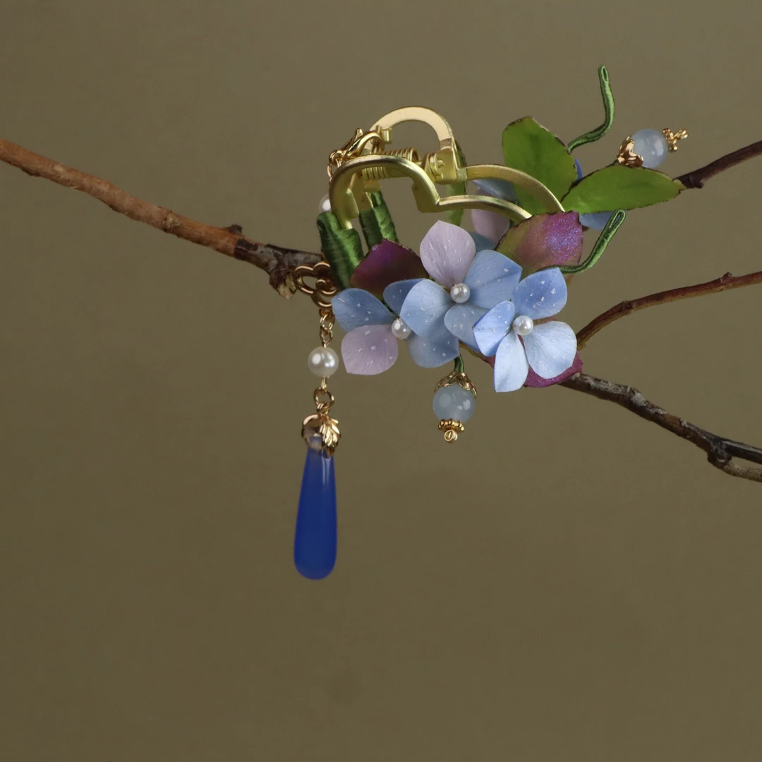 【无尽夏】非遗绒花绣球小抓夹古风簪百搭头饰发饰超仙桑蚕丝