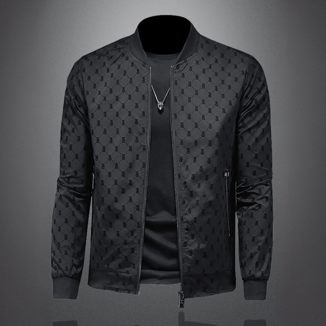 考蒂玻帕欧洲站植绒夹克男士春秋季新款大码修身休闲立领潮流外套