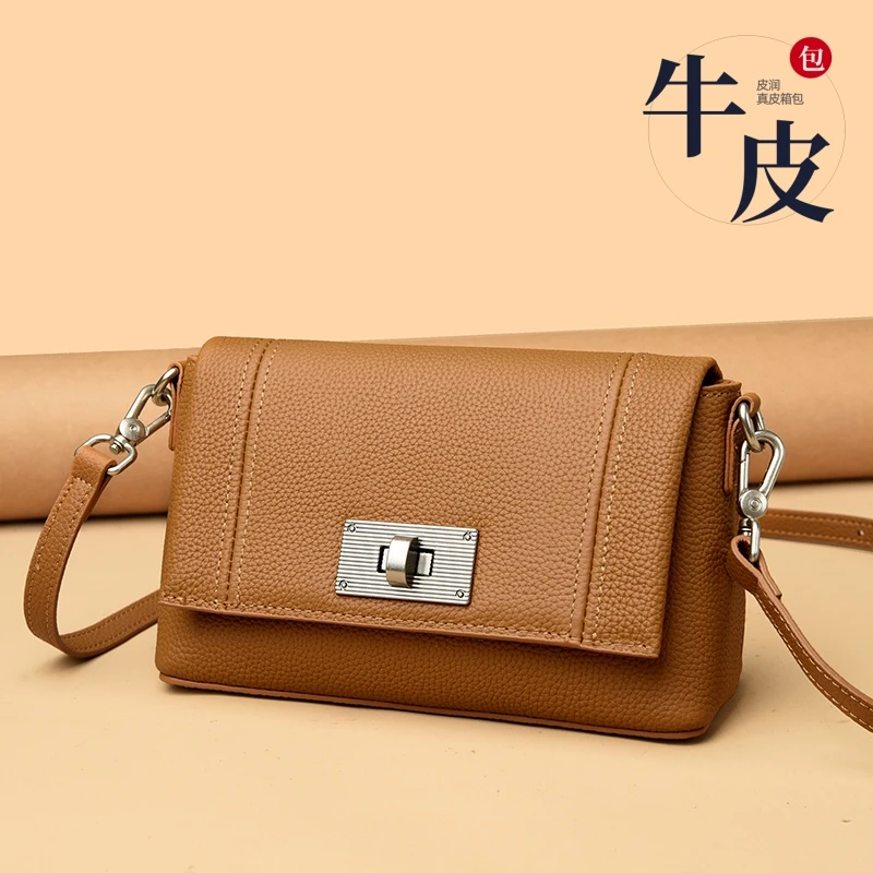 【真皮女包】新款头层togo牛皮包百搭休闲时尚锁扣小方包单肩斜挎包