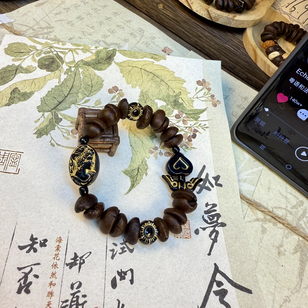 非金属木质手链 少女之心-卡其色复古/宫廷百搭古风民族风宫廷风