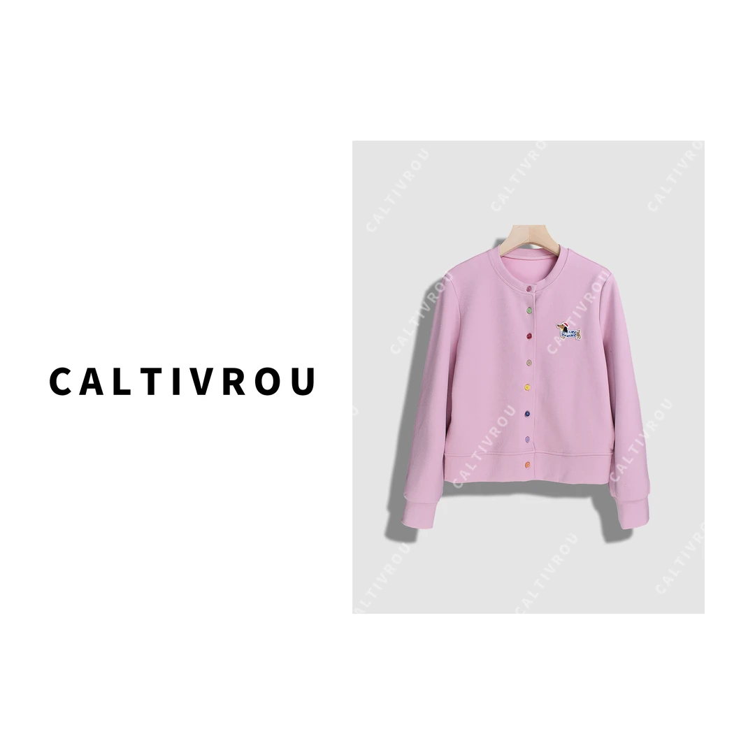 Caltivrou洋气刺绣休闲单排扣外套-Y16430