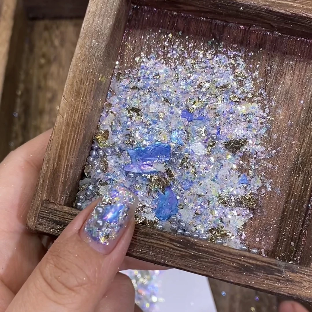 「云母混」美甲亮片彩色爆闪流行超薄奢华高亮片ins超闪冰透超亮