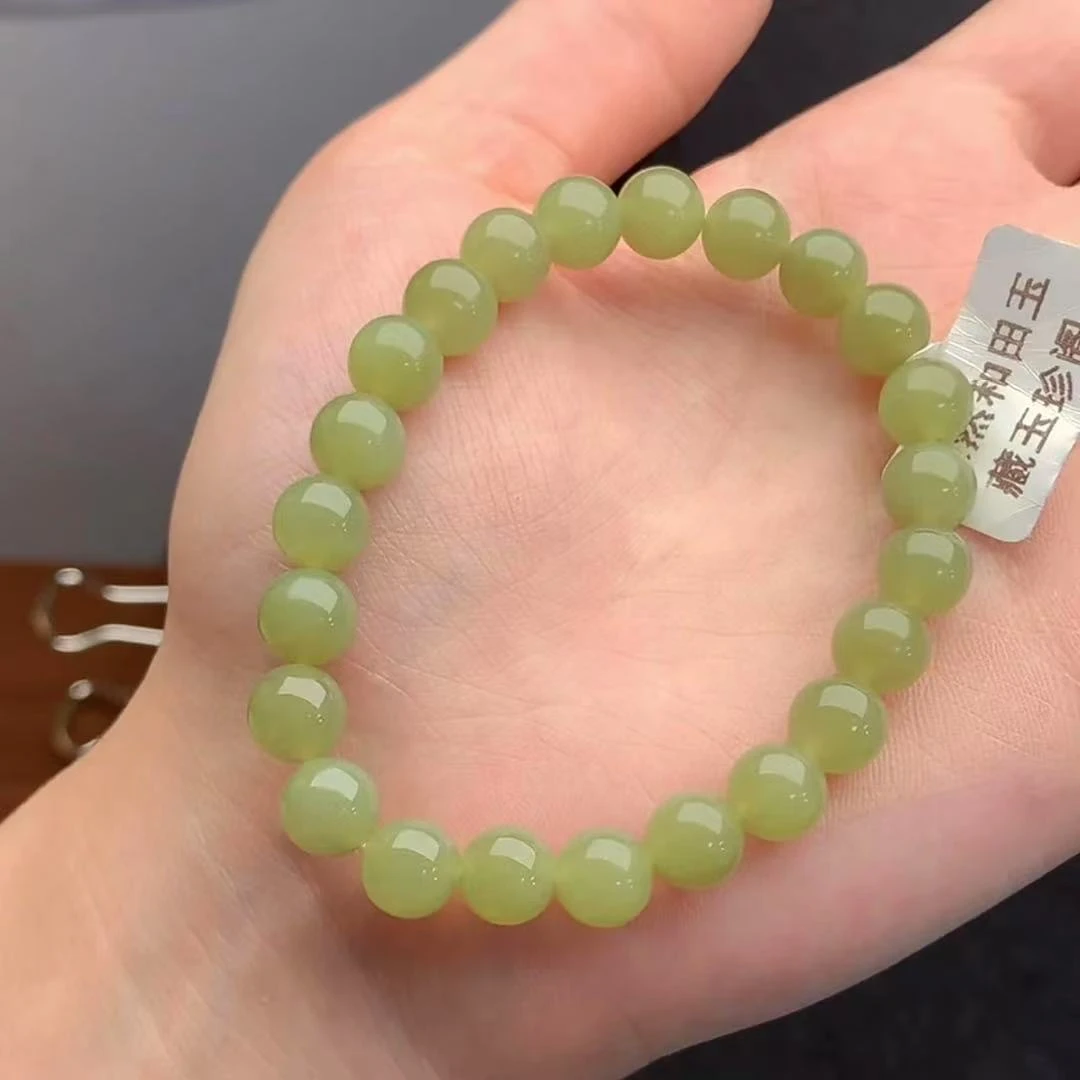 天然正品和田玉QH08青黄口手串绿色女士简约素圈多色多样性发一串