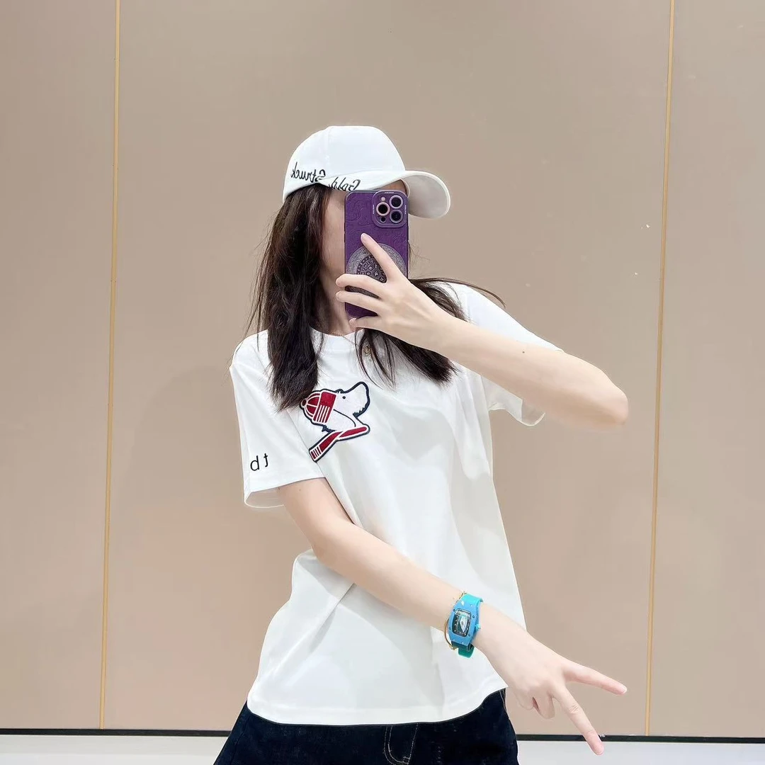 新款宽松版型创意短袖506014显瘦洋气时尚百搭休闲体恤半袖圆领