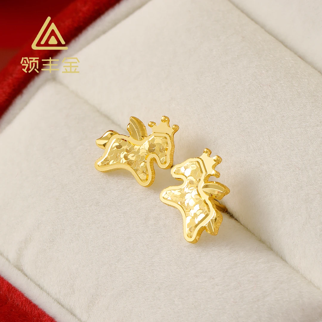 领丰金 5G黄金碎冰冰飞马耳钉 黄金按克卖 ZJE010原料金条#ZJ