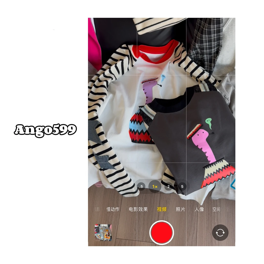 舞S* 小众设计师款条纹拼接袖蛇年必备印花长袖T恤