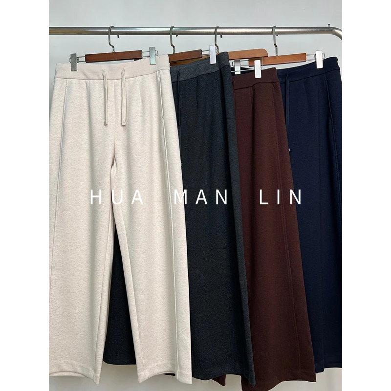 【花满林】四色松紧腰抽绳后单边口袋净版秋冬直筒裤68601