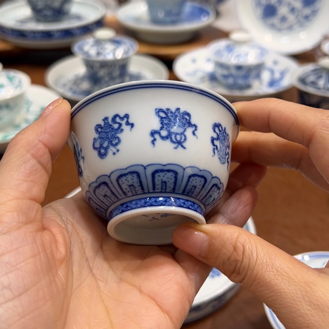 杯子青花佛八宝主人杯纯手工