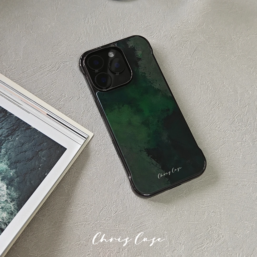 「漆染青碧」新中式适用于苹果16promax/15pro高级感小众磨砂手机壳