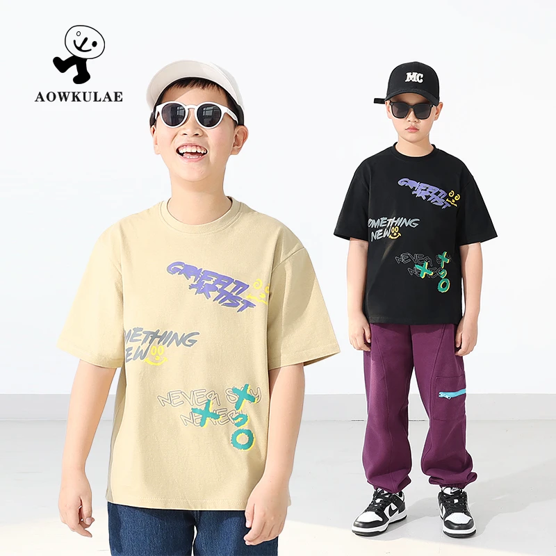 夏季童装韩版新款儿童运动短袖 大童潮款宽松上衣男童短袖t恤批发