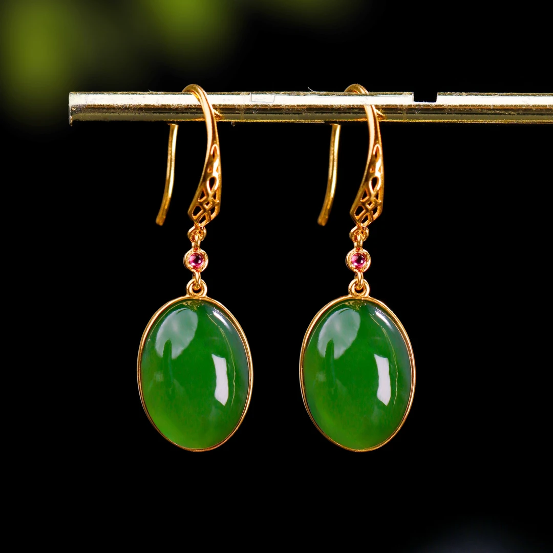 白玉世家乘风破浪/18K金碧玉耳环