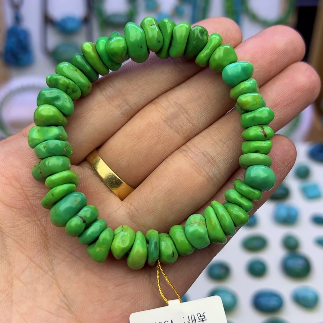 菜籽绿玉化藏扣手串