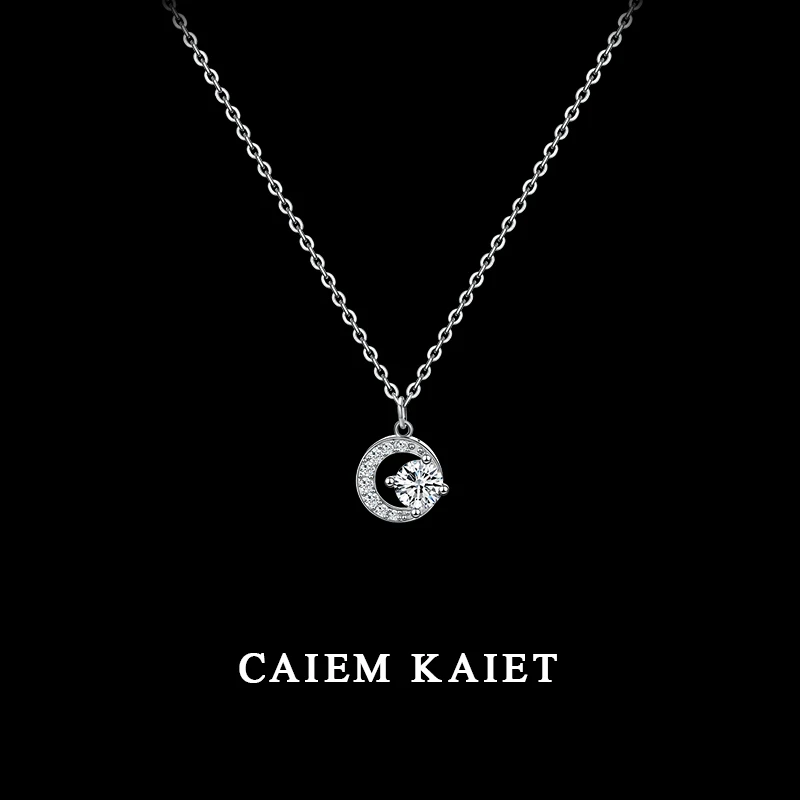 CAIEM KAIET 链子足银 S999纯银月牙锆石项链女轻奢高级感锁骨链