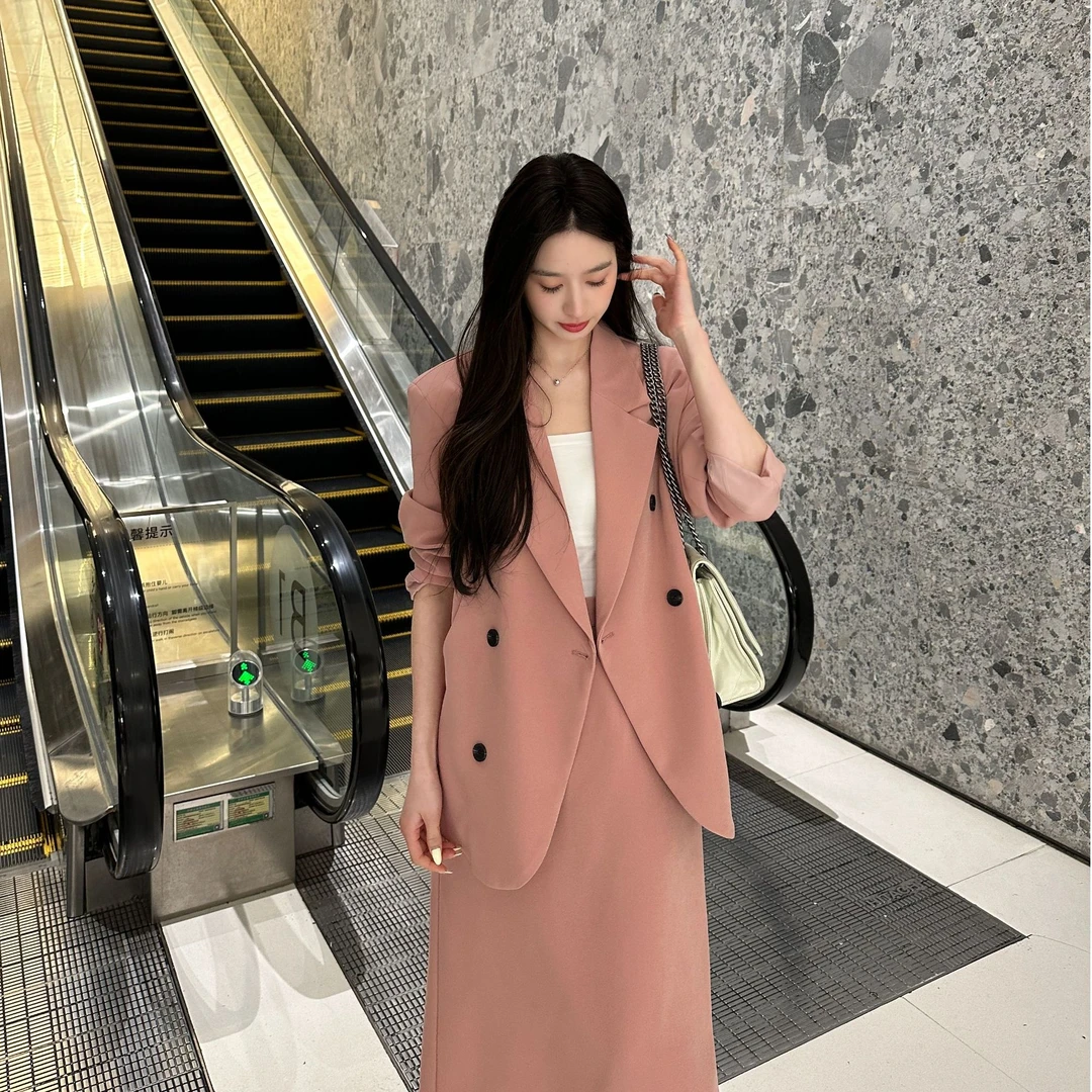 【XZ1293】Liixu时尚休闲气质设计感显瘦西装半身裙三件套女轻熟风