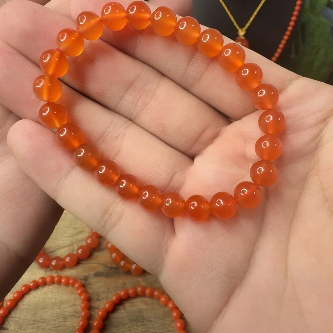 南红玛瑙未镶嵌单圈卡7橘红