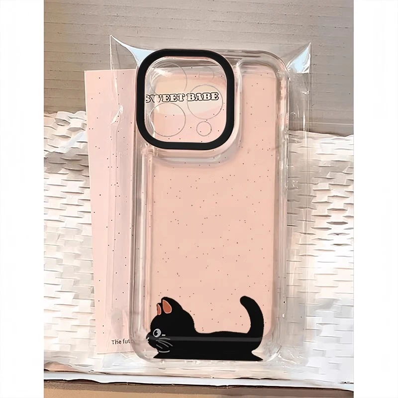 卡通小猫适用苹果16promax手机壳iPhone15可爱13透明12小众7p全包