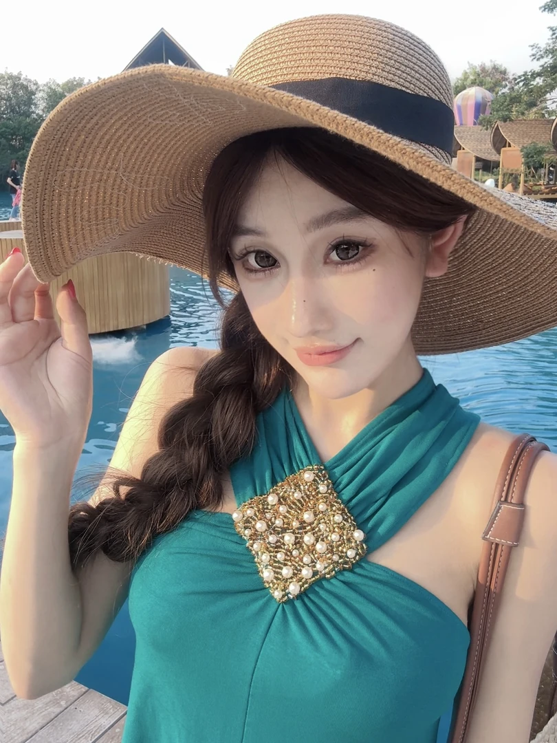 WW定制「银河轨迹」气质修身设计感显瘦时尚夏季小众仙气连衣裙