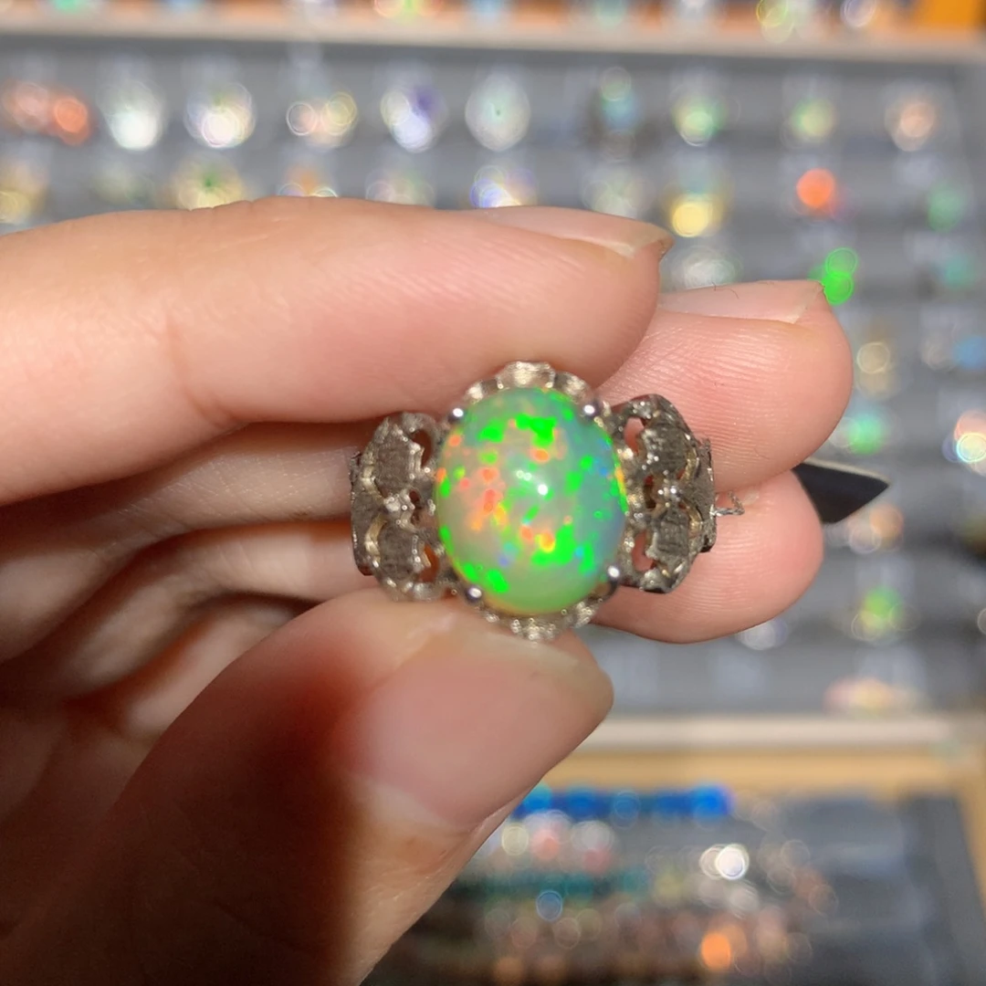 银S925镶嵌欧泊欧泊戒指y