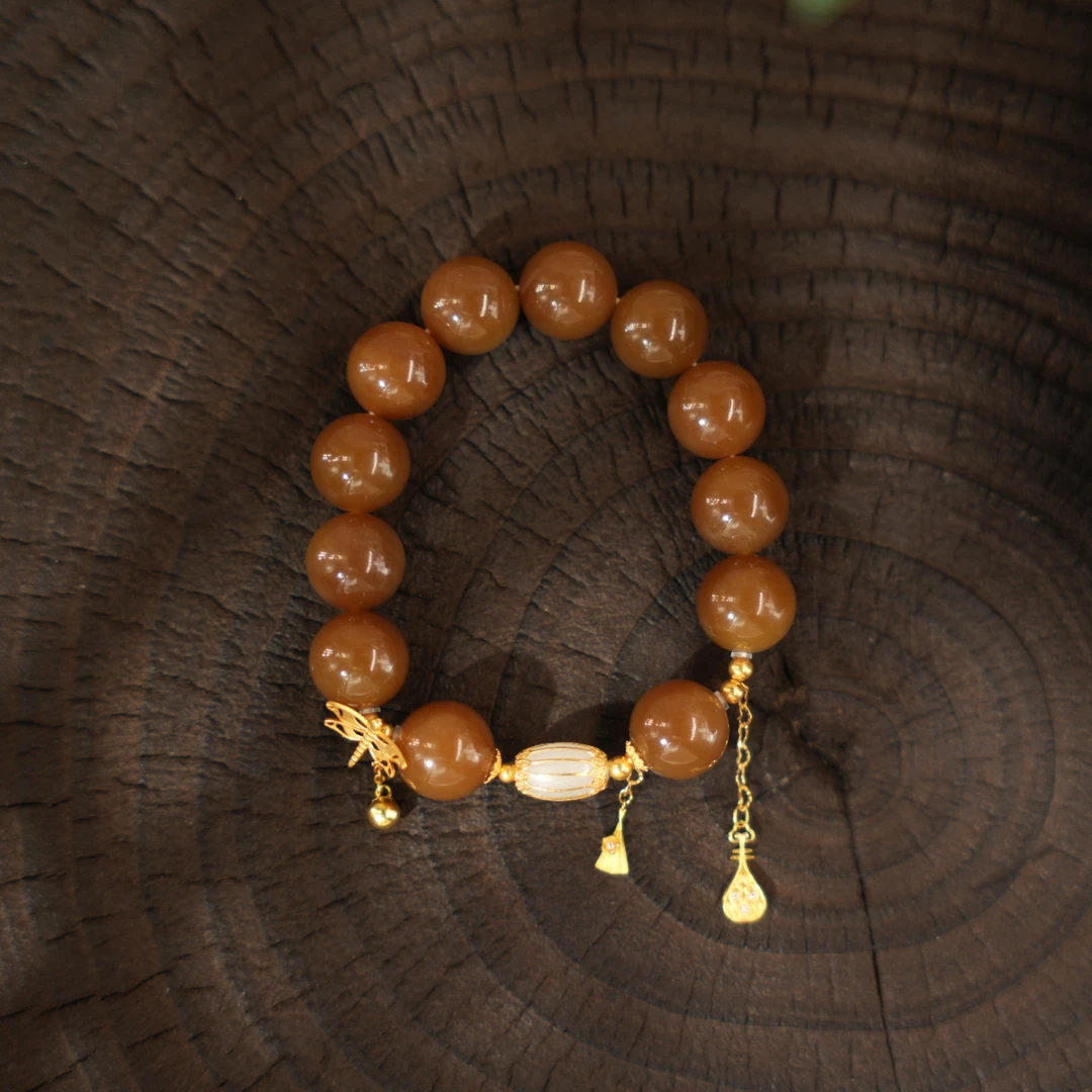 与风行-天然和田玉18K金手串