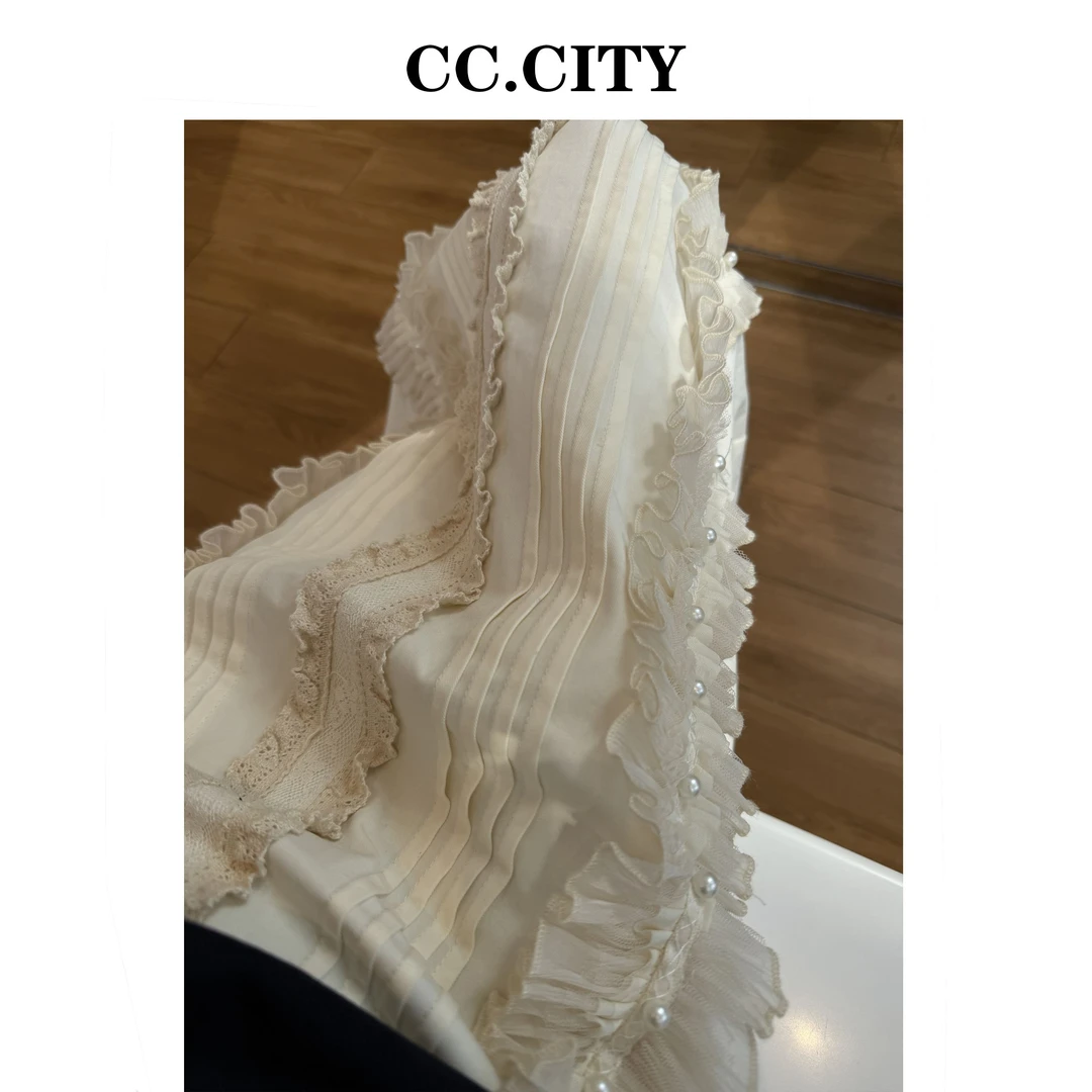 【蔡丽丽&添羽】时尚洋气百搭气质重工拼接半裙f034