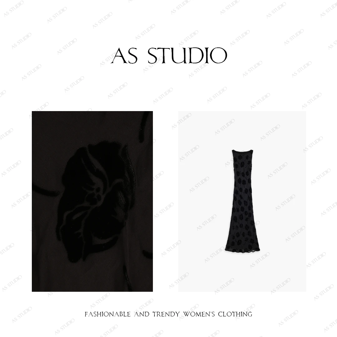 【AS妙腴】25新法式复古优雅真丝丝绒提花修身连衣裙AS25XLYQ01194