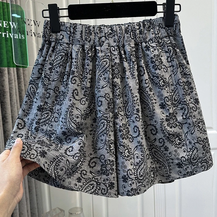 胖妹妹大码法式复古松紧腰a字阔腿短裤女夏装宽松显瘦运动裤热裤