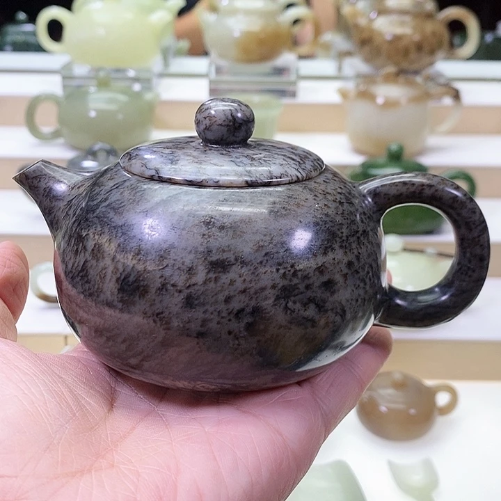 和田玉未镶嵌挂件茶壶230m l
