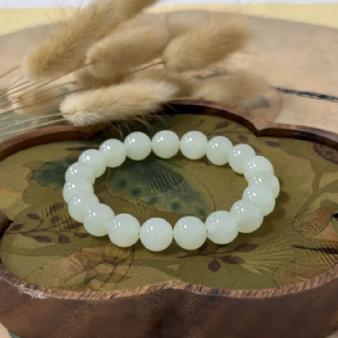 和田玉晴水手串10mm直径性价比高