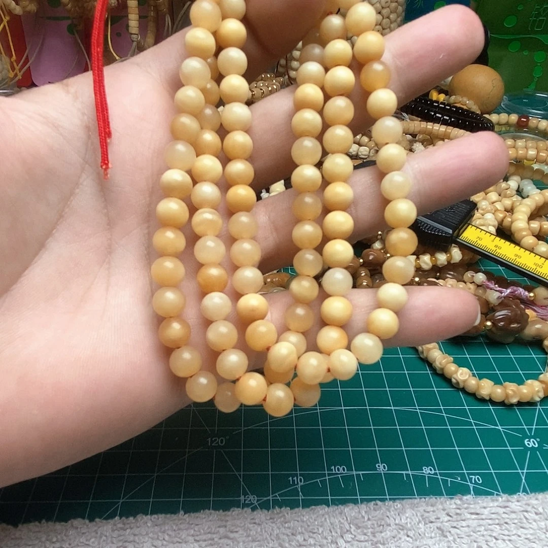 椿***·菩提根/象牙果把件龙脊菩提圆珠108