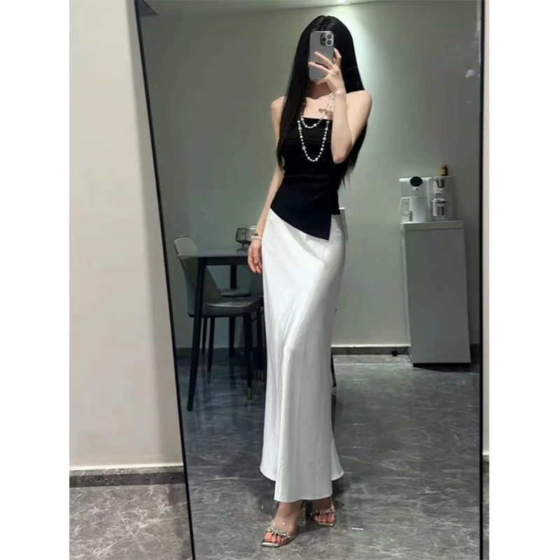 2025夏季新款时尚洋气减龄性感辣妹风露肩上衣高腰百搭半身裙套装