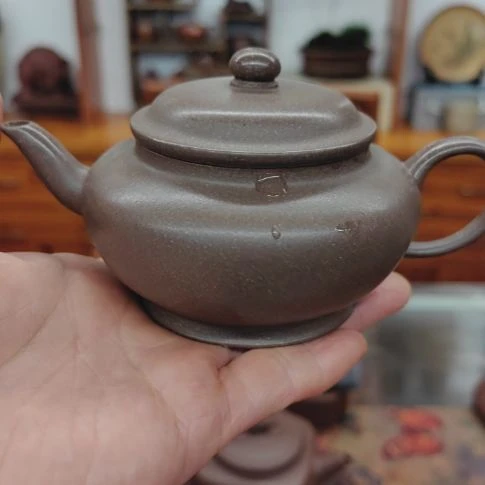 茶杯紫砂扁樱壶130cc手工制作
