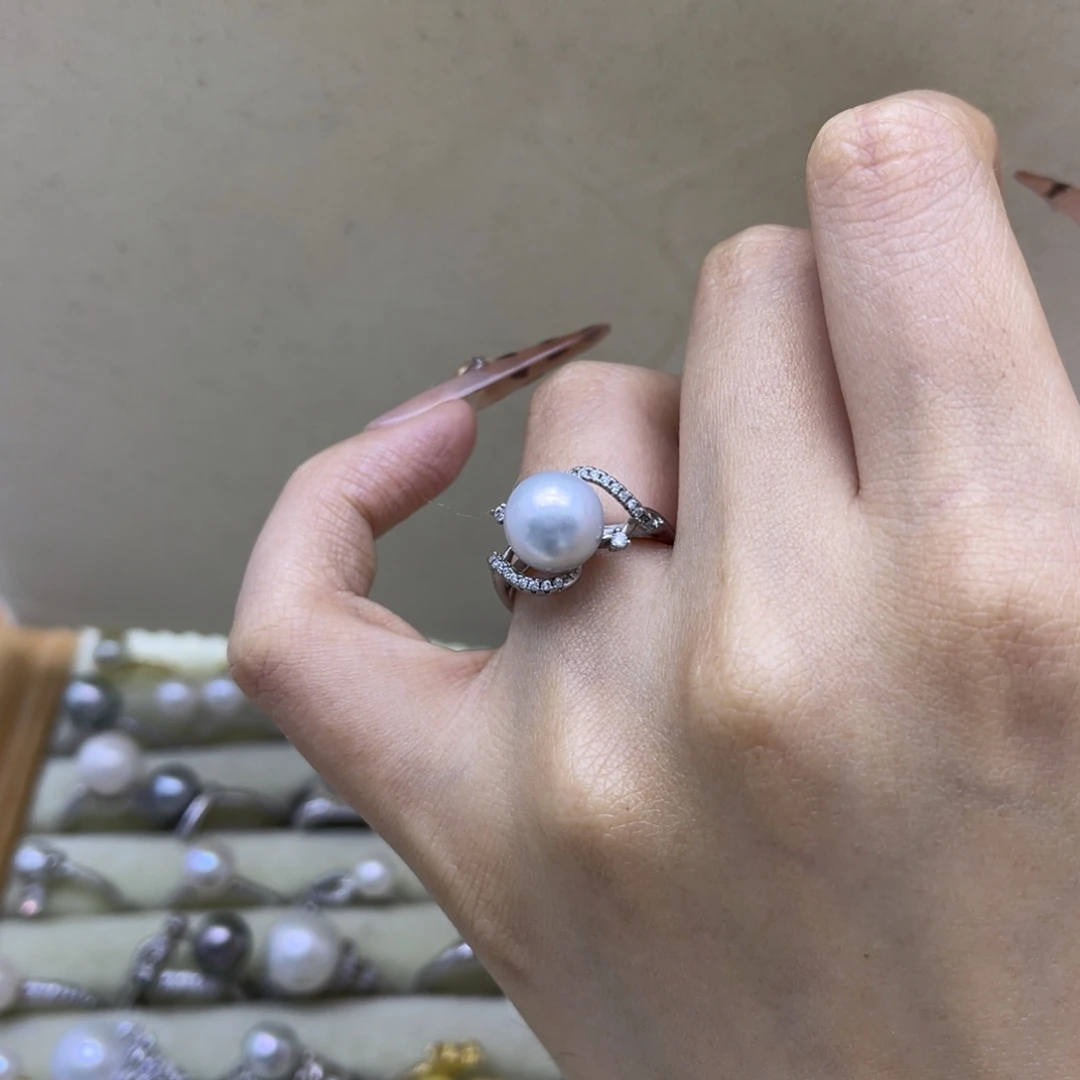 银S925镶嵌戒指海水珍珠