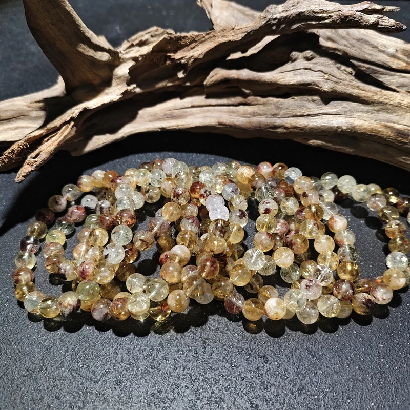 【黑胖珠宝】H0849 天然水晶幽灵手串 多样性发其一