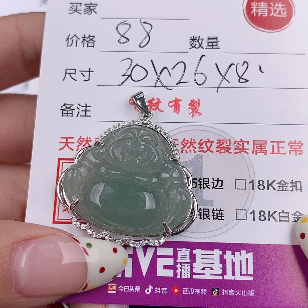 翡翠颈饰银S925镶嵌吊坠
