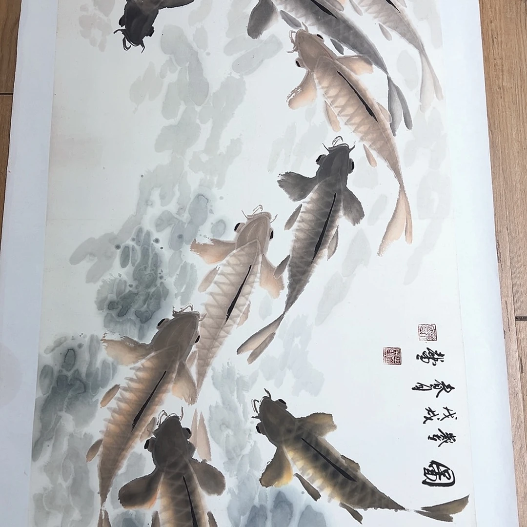 国画知鱼之乐纯手绘