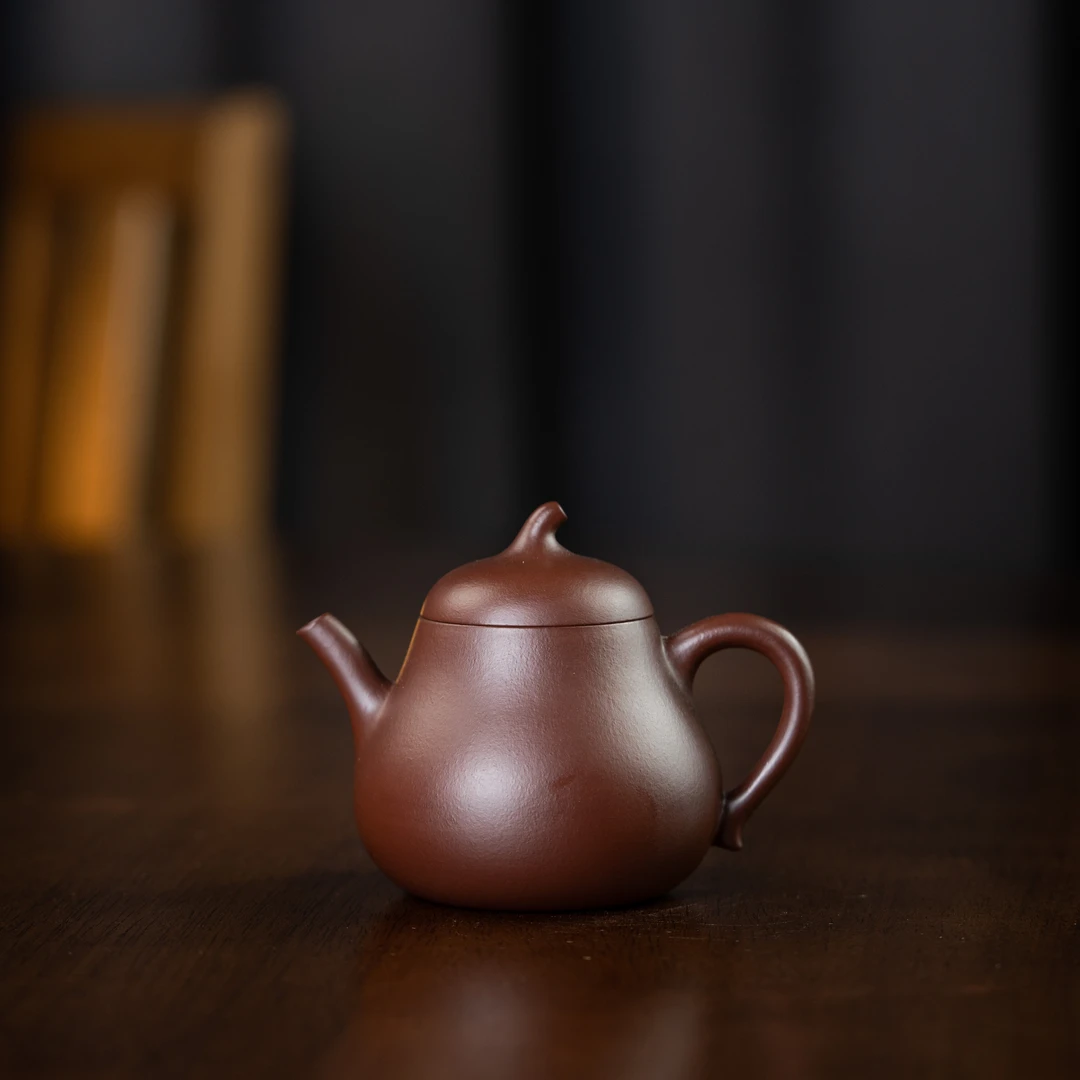 均瀚堂 茄瓜 陈胤 半手紫朱泥140cc 家用紫砂壶JHT