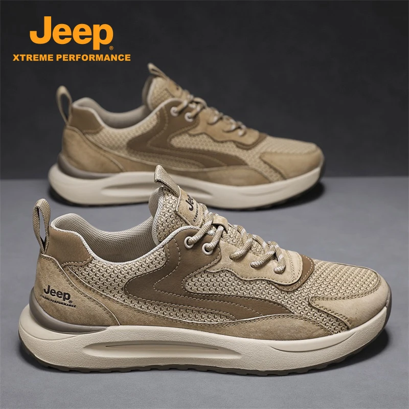 jeep吉普男鞋2025新款夏季跑步网面运动鞋男士夏天透气户外休闲鞋