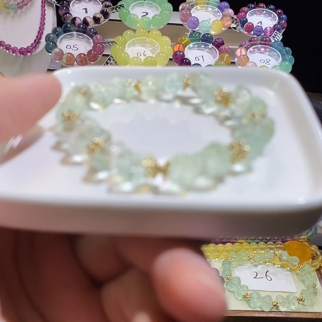 手链未镶嵌水晶薄荷绿蝴蝶结13mm