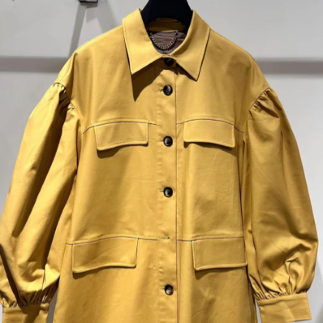 【Ann.G】Z113春新款外套工装风皮衬衫外套风衣外套