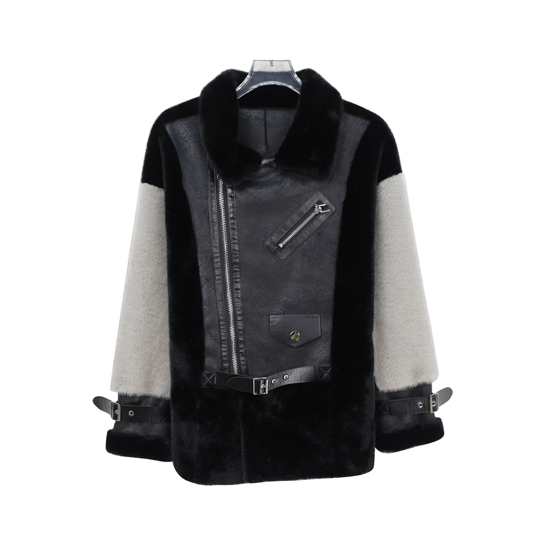 S秋冬撞色设计感气质宽松工装风时尚外套X3036