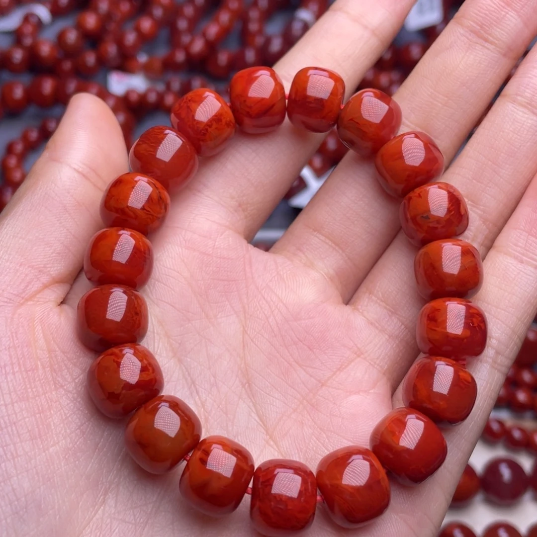 南红玛瑙未镶嵌其他11mm收藏级瓦西妖孽火焰纹满肉老型手串