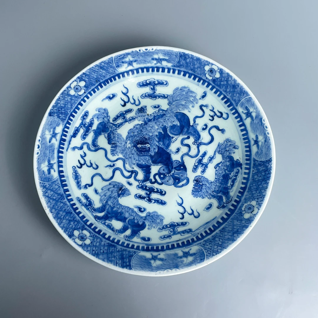 瓷器/古董晚清青花四世同堂大赏盘M25BL001A88/收藏/文物/绣花张