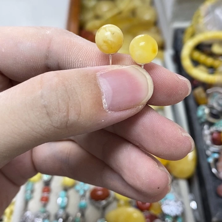 银S925镶嵌蜜蜡裸石多样性发货