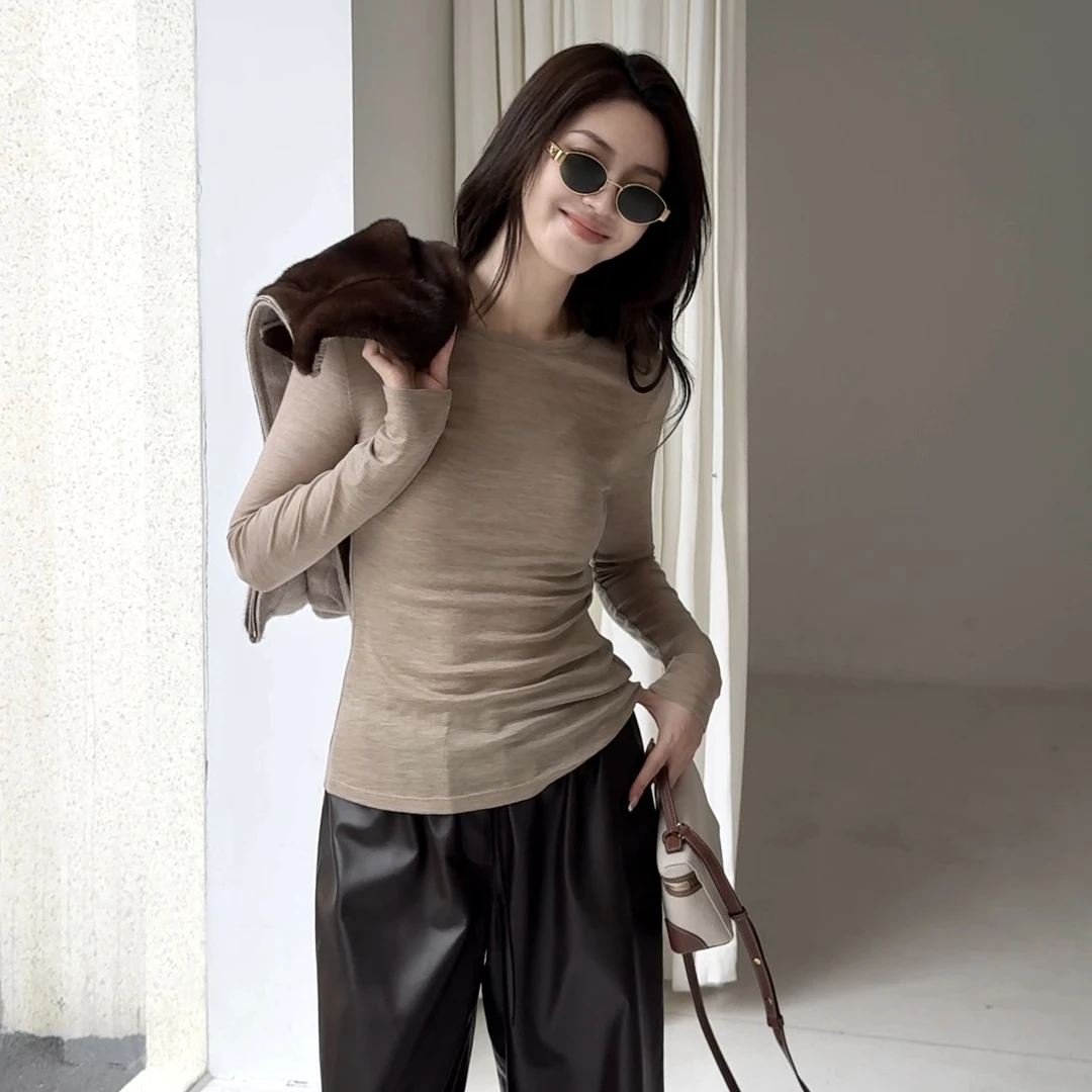 王嬛嬛MsLime25年新款【霞绒】山羊绒&桑蚕丝打底衫 HD2C0635