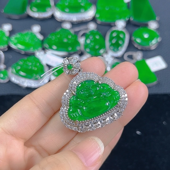 翡翠银S925镶嵌吊坠(不含链)