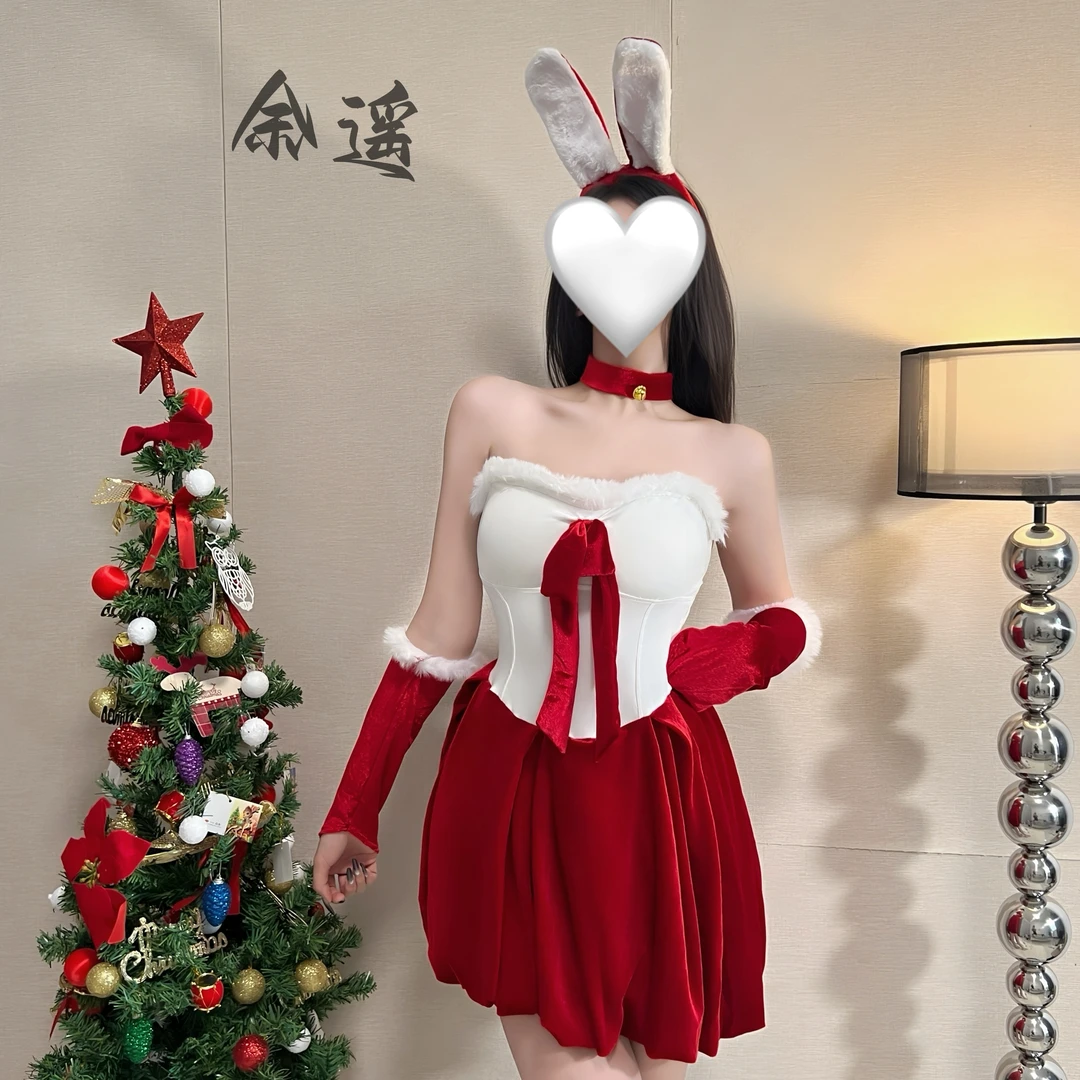 【圣诞小兔】圣诞抹胸连衣裙高腰显瘦秋冬睡裙