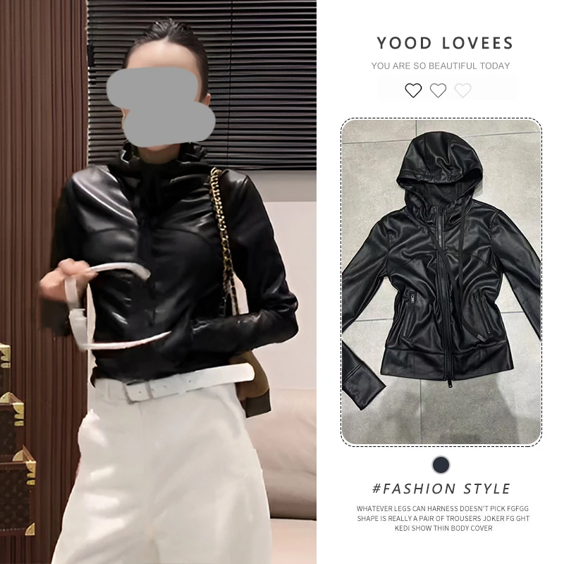 韩系连帽高级显瘦外套今年流行的爆款女装新款夹克巨好看百搭皮衣