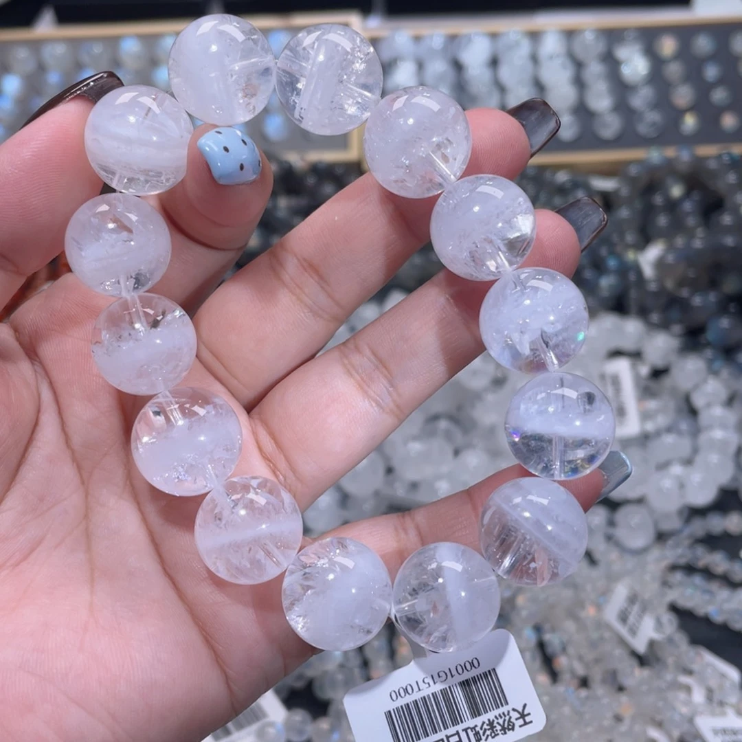 未镶嵌手链水晶半盆白幽灵手链16mm