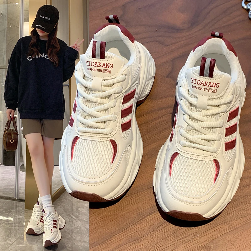 厚底老爹鞋女小个子增高爆款网红春夏季2025新款休闲运动鞋小白鞋
