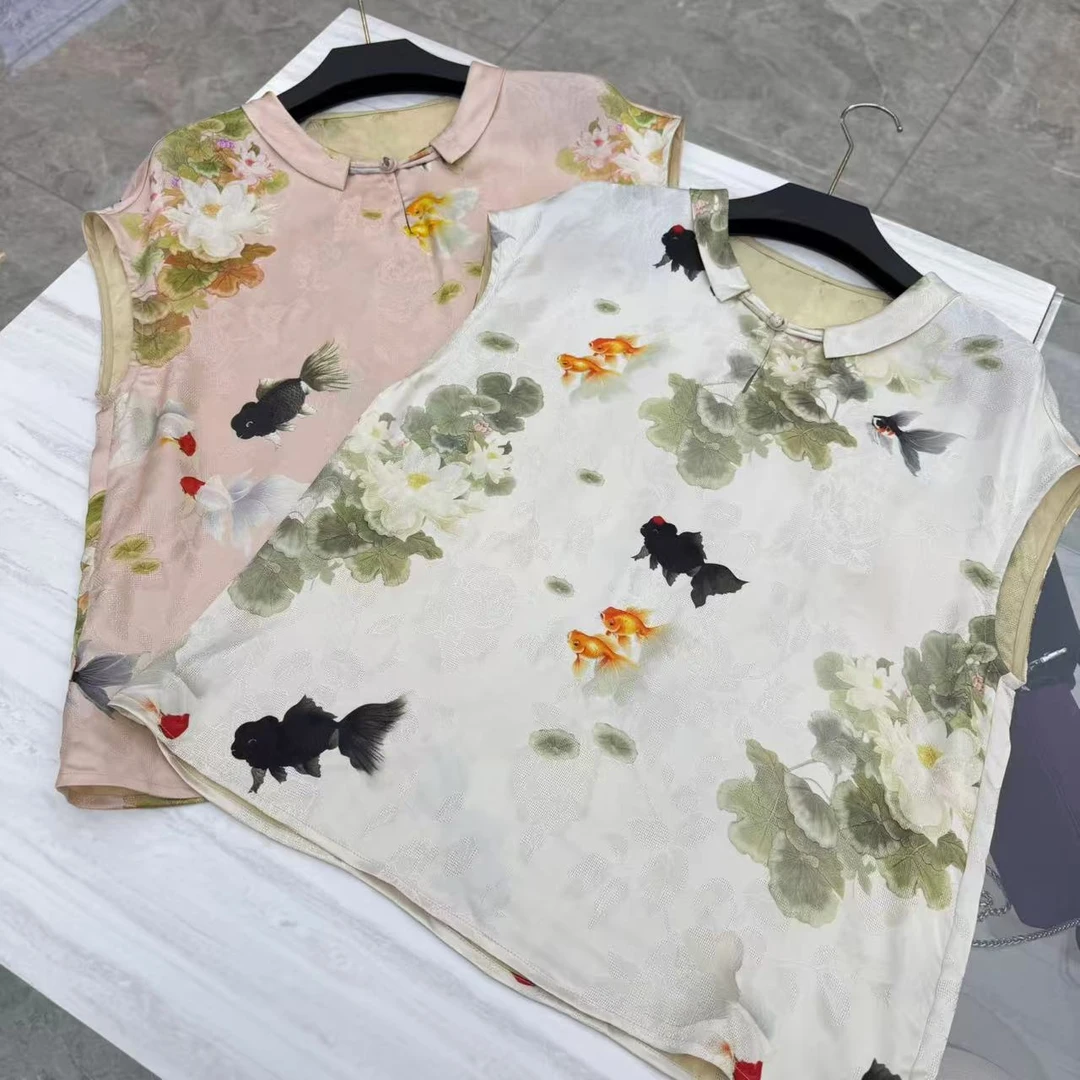 【长卿】新中式国风小翻领盘扣提花气质上衣W263